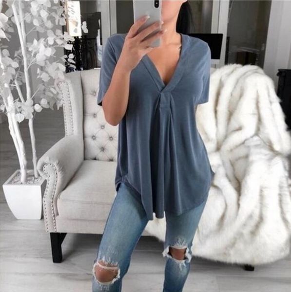 women's blouses & shirts plus size summer fashion blouse ladies loose solid v-neck tee female short sleeve shirt blusas femininas clot, White
women's blouses & shirts plus size summer fashion blouse ladies loose solid v-neck tee female short sleeve shirt blusas femininas clot, White