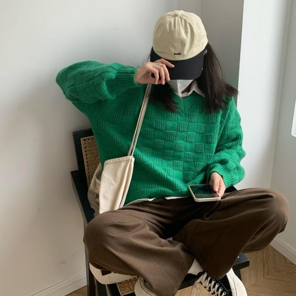 women's sweaters girly style sweet fashion casual v-neck small square sweater women soft knitted pullover blouse lazy autumn and winter, White;black
women's sweaters girly style sweet fashion casual v-neck small square sweater women soft knitted pullover blouse lazy autumn and winter, White;black