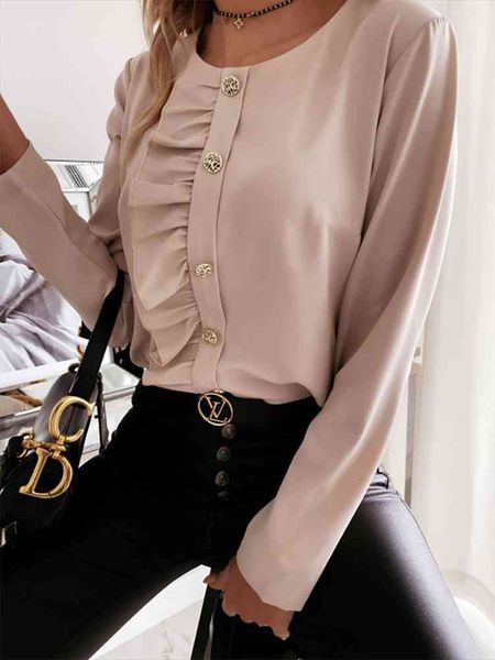 womens blouse fashion spring summer casual long sleeve o-neck shirt ladies elegant buttons, White
womens blouse fashion spring summer casual long sleeve o-neck shirt ladies elegant buttons, White