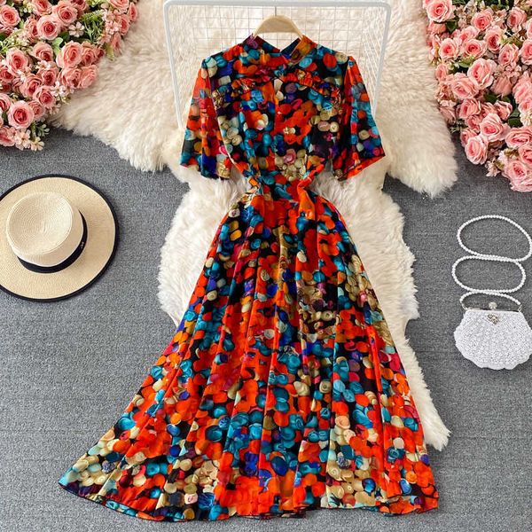 summer bohemian printed chiffon long dress women elegant stand collar short sleeve high waist a-line robe female summer 2021 new y0603, Black;gray
summer bohemian printed chiffon long dress women elegant stand collar short sleeve high waist a-line robe female summer 2021 new y0603, Black;gray