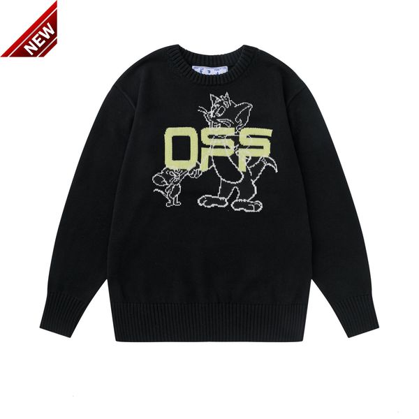 2022 autumn and winter new off co bred cartoon cat mouse knitted sweater fashion casual, Black
2022 autumn and winter new off co bred cartoon cat mouse knitted sweater fashion casual, Black