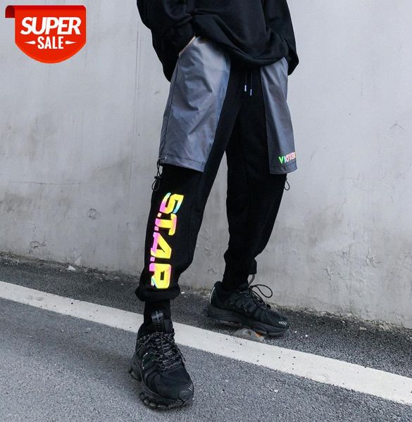 contrasting color stitching design personality laser reflective english overalls pockets drawstring hong kong style casual pants for m #ry54, Black
contrasting color stitching design personality laser reflective english overalls pockets drawstring hong kong style casual pants for m #ry54, Black