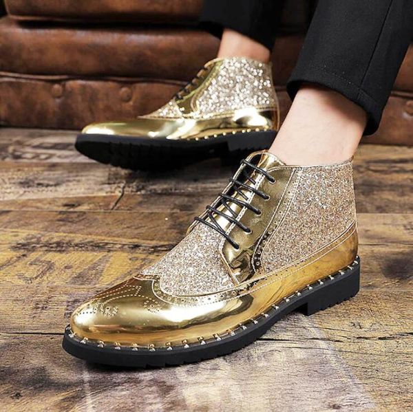 dress shoes arrival british men's gold sparkly sequns high oxford formal wedding prom homecoming zapatos hombre ankle boot, Black
dress shoes arrival british men's gold sparkly sequns high oxford formal wedding prom homecoming zapatos hombre ankle boot, Black