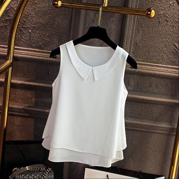 large size blouse shirt women 2019 female color double layer chiffon shirts casual sleeveless loose plus size clothing, White
large size blouse shirt women 2019 female color double layer chiffon shirts casual sleeveless loose plus size clothing, White