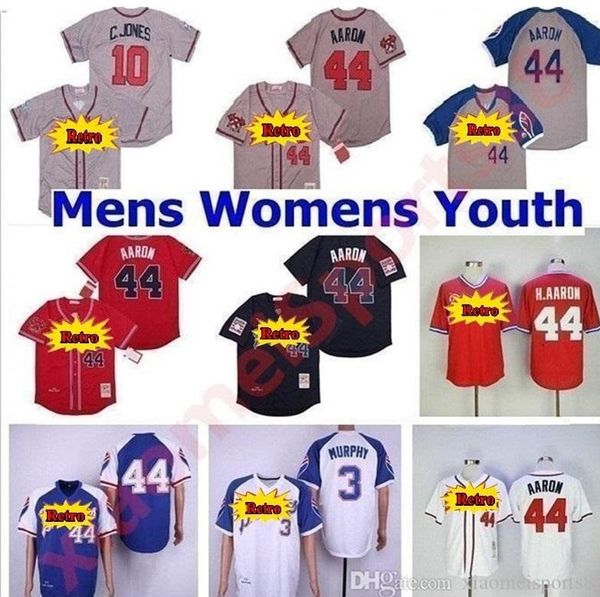 retro men women kids vintage 44 hank aaron h.aaron 3 dale murphy 10 chipper jones 1957 1963 1973 1974 1982's baseball jerseys, Blue;black
retro men women kids vintage 44 hank aaron h.aaron 3 dale murphy 10 chipper jones 1957 1963 1973 1974 1982's baseball jerseys, Blue;black