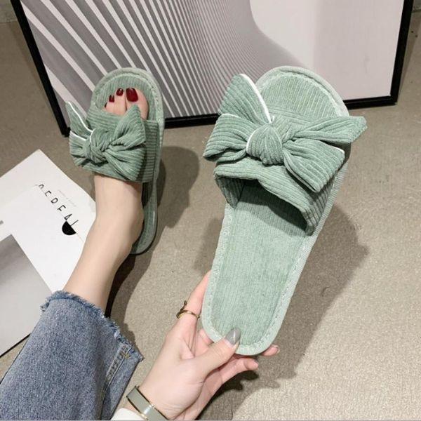 slippers bowknot female household corduroy non-slip flat bottom ladies living room shoes 2021, Black
slippers bowknot female household corduroy non-slip flat bottom ladies living room shoes 2021, Black