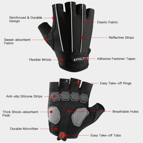 cycling gloves men women -absorbent bike half finger breathable sports with reflective strips, Black
cycling gloves men women -absorbent bike half finger breathable sports with reflective strips, Black