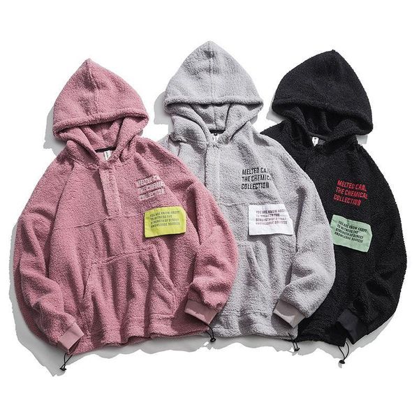 mens new autumn and winter japanese casual contrasting color embroidered teddy fur hooded all match pullover, Black
mens new autumn and winter japanese casual contrasting color embroidered teddy fur hooded all match pullover, Black