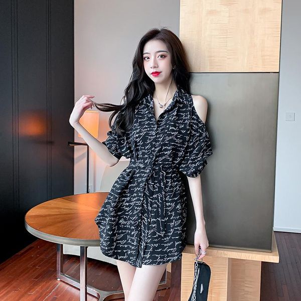 casual dresses spring stylish women's clothing one piece chic hollow out shoulder letter print shirt lace up dress, Black;gray
casual dresses spring stylish women's clothing one piece chic hollow out shoulder letter print shirt lace up dress, Black;gray