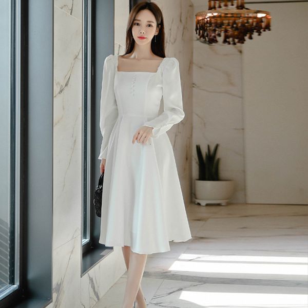 autumn spring fashion square collar fresh white formal temperamental long sleeves cute elegant a-line dress woo8, White;black
autumn spring fashion square collar fresh white formal temperamental long sleeves cute elegant a-line dress woo8, White;black