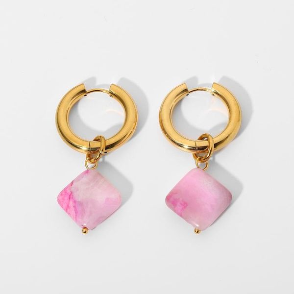 hoop & huggie 18k gold plated stainless steel pink natural stone pendant earrings for women bohemian style circle jewelry, Golden;silver
hoop & huggie 18k gold plated stainless steel pink natural stone pendant earrings for women bohemian style circle jewelry, Golden;silver