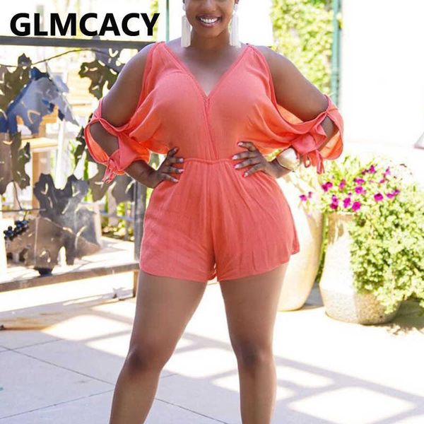 cold shoulder v neck casual summer playsuit solid loose rompers 210702, Black;white
cold shoulder v neck casual summer playsuit solid loose rompers 210702, Black;white