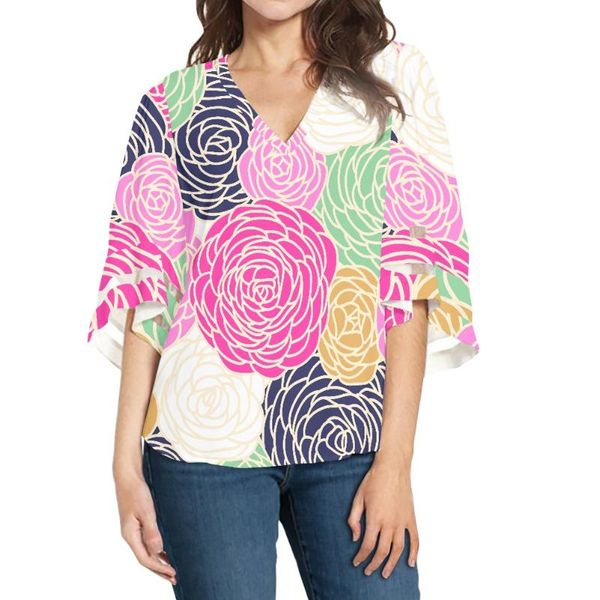 women's blouses & shirts cottagecore rose floral pattern 4xl chiffon blouse for women exclusive custom summer 3/4 sleeve ladies', White
women's blouses & shirts cottagecore rose floral pattern 4xl chiffon blouse for women exclusive custom summer 3/4 sleeve ladies', White