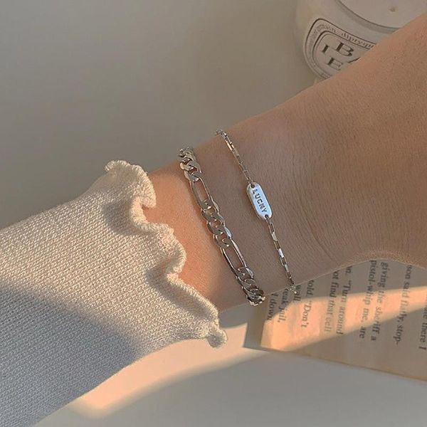 link, chain 925 silver fashion letter tag bracelets for women adjustable stainless steel charm lucky girl jewelry birthday gift, Black
link, chain 925 silver fashion letter tag bracelets for women adjustable stainless steel charm lucky girl jewelry birthday gift, Black