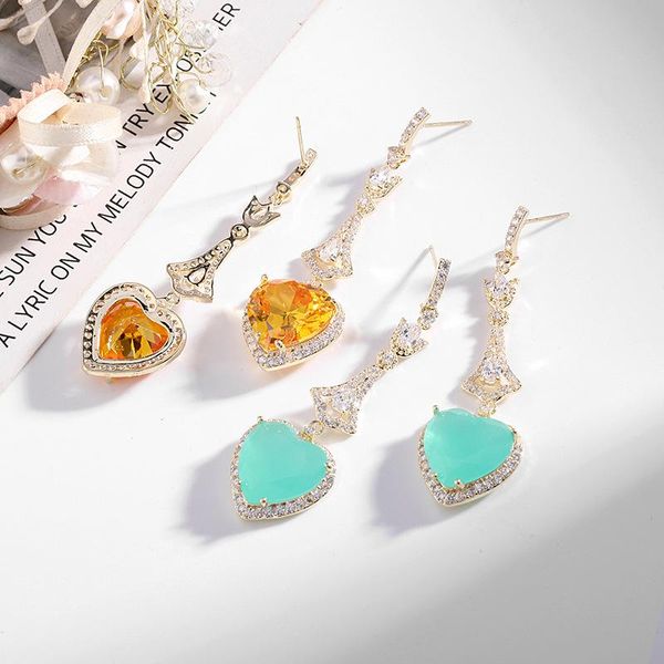 hoop & huggie bilincolor trendy luxury cubic zirconia summer blue heart drop earring for women, Golden;silver
hoop & huggie bilincolor trendy luxury cubic zirconia summer blue heart drop earring for women, Golden;silver