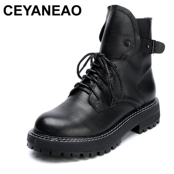 boots ceyaneao autumn winter women quality handmade genuine leather casual flats heel ankle for platform shoes, Black
boots ceyaneao autumn winter women quality handmade genuine leather casual flats heel ankle for platform shoes, Black
