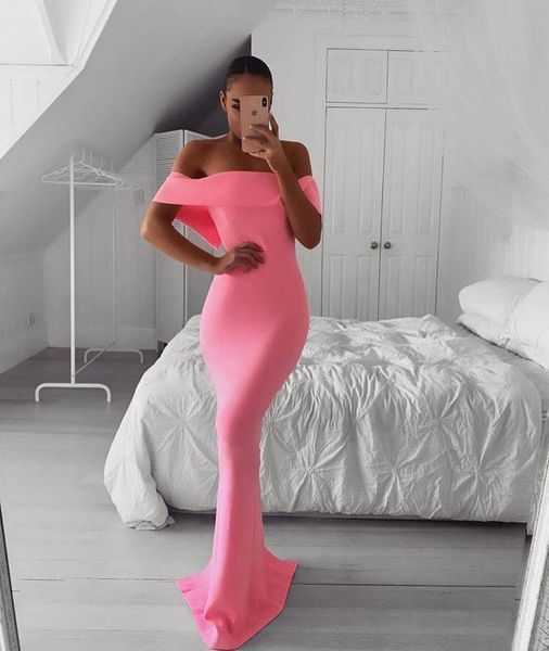 pink slash neck off the long shoulder rayon bandage dressed in party dress at night s1dy, White
pink slash neck off the long shoulder rayon bandage dressed in party dress at night s1dy, White