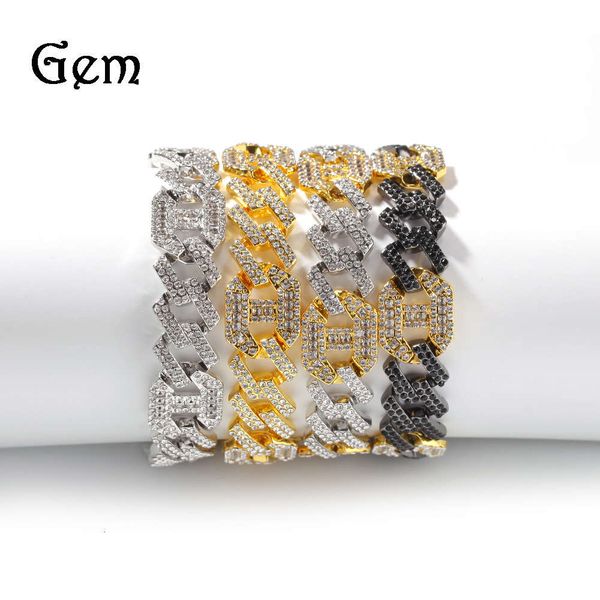 hip hop bracelet exaggerated color matching 17mm geometric shape diamond bar cuba chain bracelet jewelry, Silver
hip hop bracelet exaggerated color matching 17mm geometric shape diamond bar cuba chain bracelet jewelry, Silver