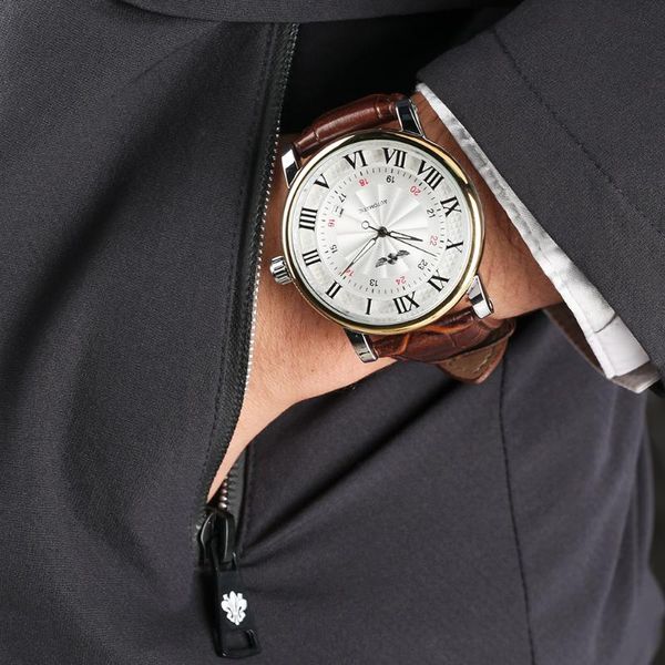 wristwatches luxury 2021 wrist calendar automatic mechanical watches mens watch men's business leather band, Slivery;brown
wristwatches luxury 2021 wrist calendar automatic mechanical watches mens watch men's business leather band, Slivery;brown