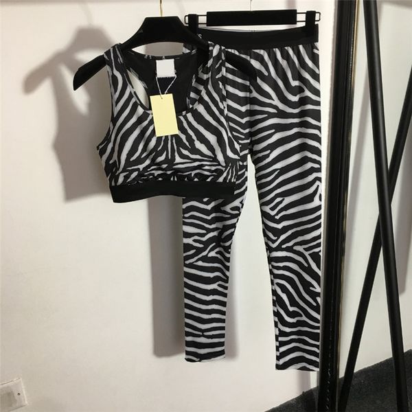 casual zebra pattern printed tracksuits designer letter yoga sports suit waistband vest slim leggings with tags, Gray
casual zebra pattern printed tracksuits designer letter yoga sports suit waistband vest slim leggings with tags, Gray