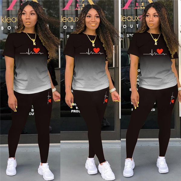 two piece suit casual sportswear womenpant cotton gradient pullover short sleeve o neck sports fitness trousers summer, White
two piece suit casual sportswear womenpant cotton gradient pullover short sleeve o neck sports fitness trousers summer, White