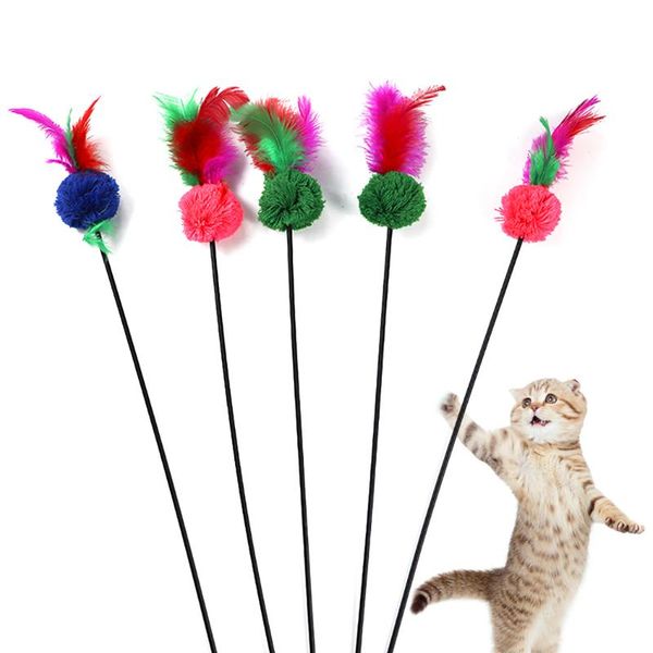 cat toys interactive toy stick feather wand woolen ball plastic artificial colorful teaser supplies
cat toys interactive toy stick feather wand woolen ball plastic artificial colorful teaser supplies