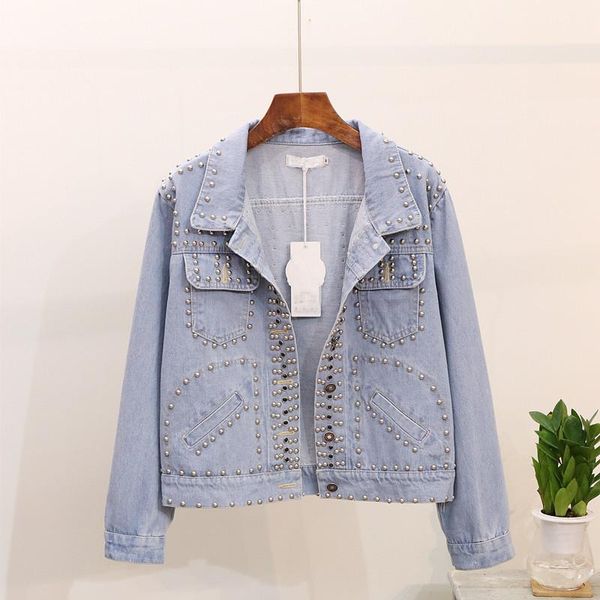 women's jackets streetwear spring plus size heavy industry rivet denim jacket womens vintage washed blue casual bomber ropa de mujer, Black;brown
women's jackets streetwear spring plus size heavy industry rivet denim jacket womens vintage washed blue casual bomber ropa de mujer, Black;brown