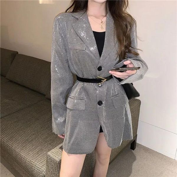 women's suits & blazers streetwear fashion houndstooth sequin blazer women autumn loose casual notched collar long sleeve office lady f, White;black
women's suits & blazers streetwear fashion houndstooth sequin blazer women autumn loose casual notched collar long sleeve office lady f, White;black