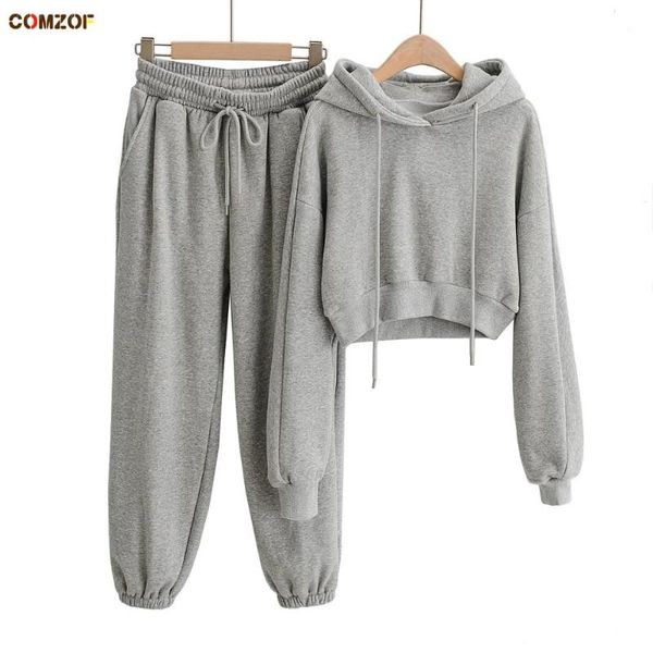 women's two piece pants autumn winter women fleece cropped hoodie+pants set long sleeve crop casual clothing woman tracksuit sets, White
women's two piece pants autumn winter women fleece cropped hoodie+pants set long sleeve crop casual clothing woman tracksuit sets, White
