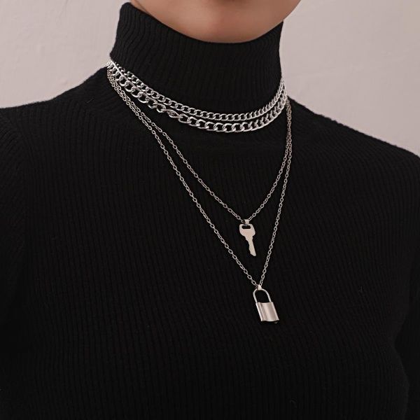 chains punk multilayer silver color lock pendant necklace for women edgy trend key grunge cool girl female chain necklaces long jewelry
chains punk multilayer silver color lock pendant necklace for women edgy trend key grunge cool girl female chain necklaces long jewelry