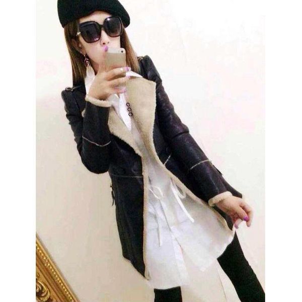 women's leather & faux lamb wool coat women 's mid-length 2021 autumn and winter korean style fashion trench, Black
women's leather & faux lamb wool coat women 's mid-length 2021 autumn and winter korean style fashion trench, Black
