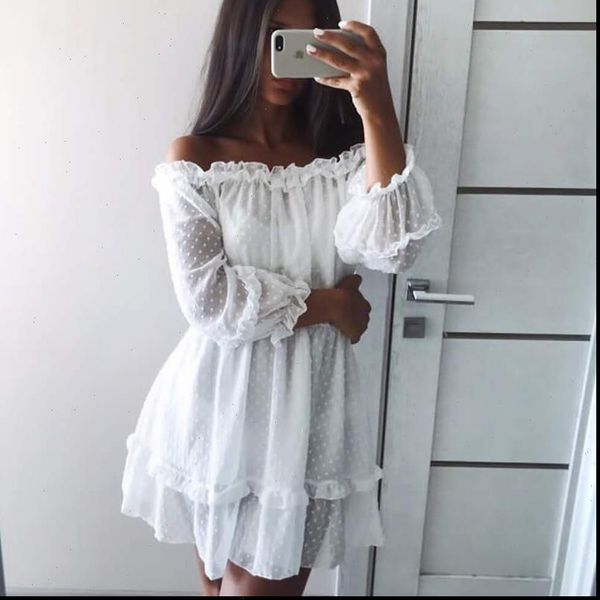 werynica 2021 new womens summer ruffle dress white dress bare shoulders slash neck dress women mini beach dresses for female, Black;gray
werynica 2021 new womens summer ruffle dress white dress bare shoulders slash neck dress women mini beach dresses for female, Black;gray