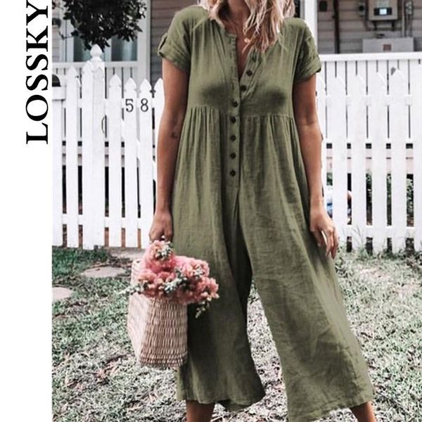 women's jumpsuits & rompers casual loose button jumpsuit short sheeve v neck wide leg pants women 2021 summer female solid, Black;white
women's jumpsuits & rompers casual loose button jumpsuit short sheeve v neck wide leg pants women 2021 summer female solid, Black;white
