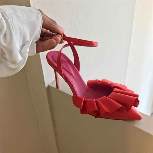 dress shoes red ruffles women pumps pointed toe pleated ankle strap thin heel shoe slingback buckle stilettos, Black
dress shoes red ruffles women pumps pointed toe pleated ankle strap thin heel shoe slingback buckle stilettos, Black