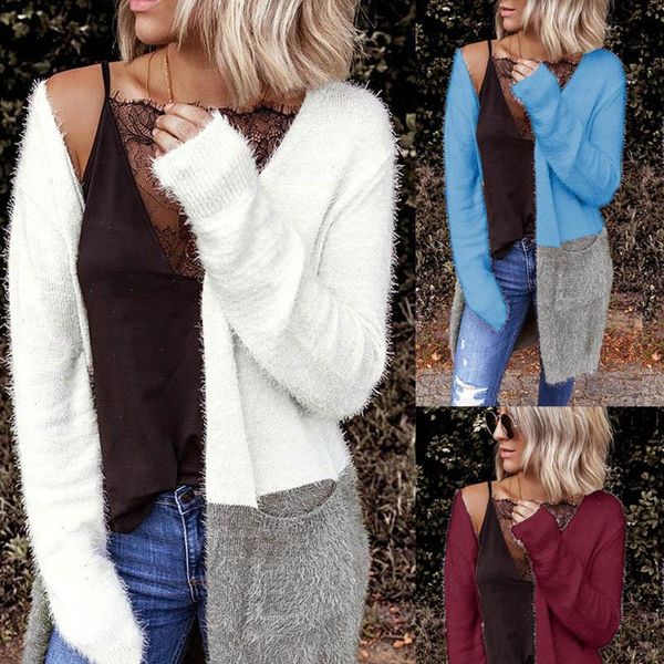 women sweater women long sleeve patchwork long type knitting cardigans sweater outerwear drop shipping high quality, White;black
women sweater women long sleeve patchwork long type knitting cardigans sweater outerwear drop shipping high quality, White;black