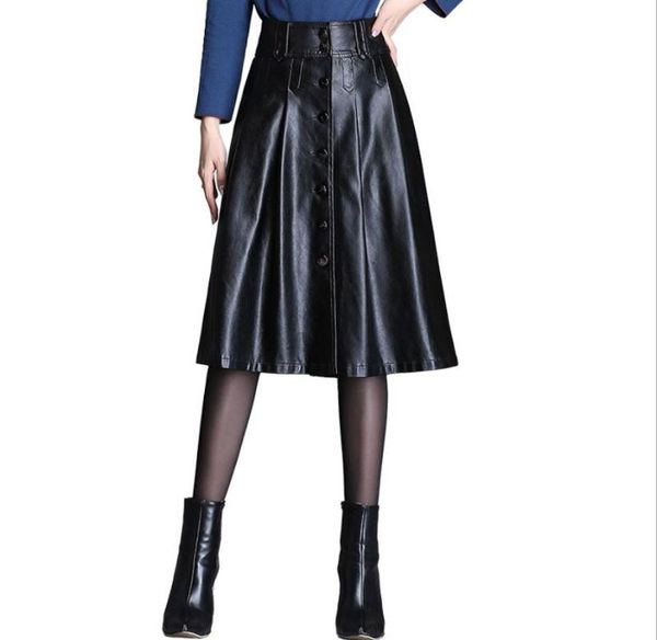 women black plus size leather skirts spring autumn elegan female high waist fashion a-line pu leather skirt buttons saias k1359
women black plus size leather skirts spring autumn elegan female high waist fashion a-line pu leather skirt buttons saias k1359