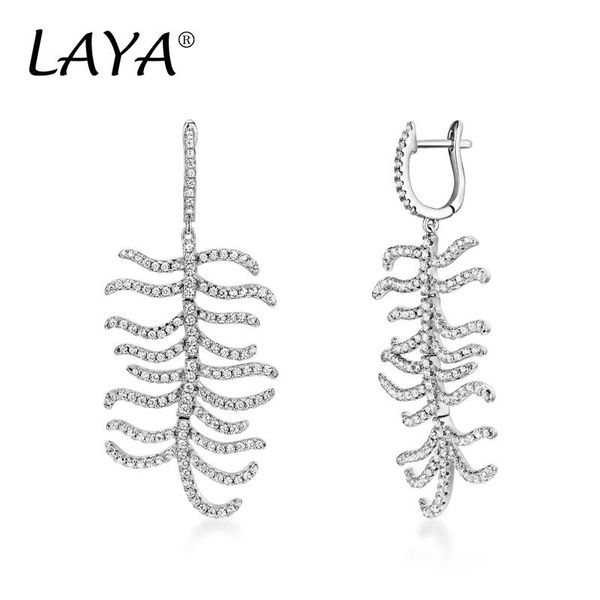 dangle & chandelier 925 sterling silver fashion multi-line design clear cubic zircon drop earrings for women's wedding gift of high qua