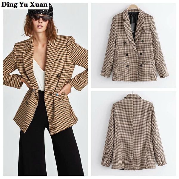 women's suits & blazers houndstooth double breasted blazer office lady plaid suit jacket female elegant long sleeve outerwear stylish, White;black
women's suits & blazers houndstooth double breasted blazer office lady plaid suit jacket female elegant long sleeve outerwear stylish, White;black