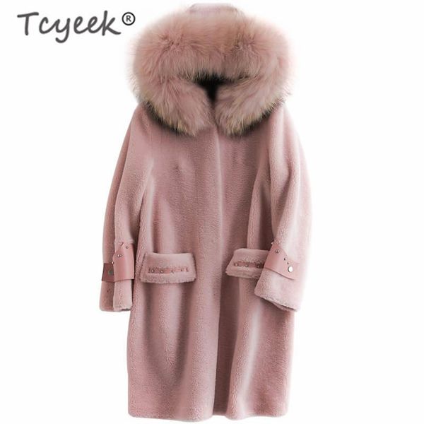 women's fur & faux tcyeek 2021 pink real coat female winter women jacket + large raccoon hooded 100% wool long sheep 23837, Black
women's fur & faux tcyeek 2021 pink real coat female winter women jacket + large raccoon hooded 100% wool long sheep 23837, Black