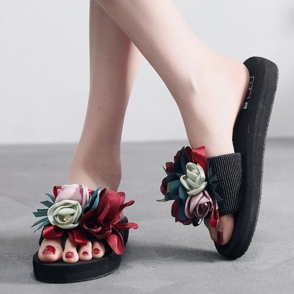 slippers stylish female-shoes women's soft flower beads wedge bohemian platform beach women non-slip shoes sandals, Black
slippers stylish female-shoes women's soft flower beads wedge bohemian platform beach women non-slip shoes sandals, Black