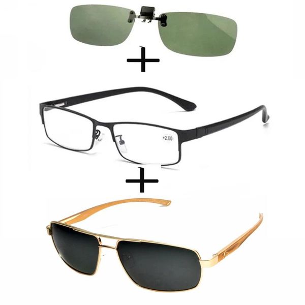 sunglasses 3pcsrectangular metal black business reading glasses for men women + polarized sports clip, White;black
sunglasses 3pcsrectangular metal black business reading glasses for men women + polarized sports clip, White;black