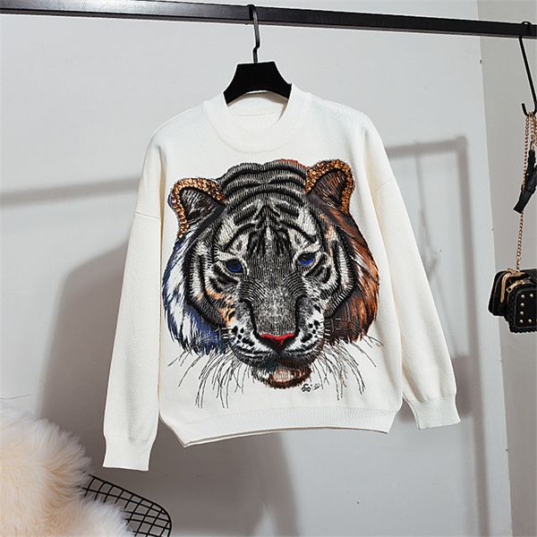 knitwear two piece female autumn fashion loose beading tiger print knitted sweater + casual trousers 2pc set women knit suit guc8, Blue
knitwear two piece female autumn fashion loose beading tiger print knitted sweater + casual trousers 2pc set women knit suit guc8, Blue