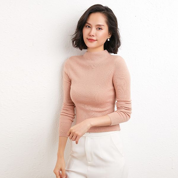 2021 new women's warm 100% cashmere merino wool knitting jumper female autumn winter o-neck long sleeve sweater lz1r, White;black