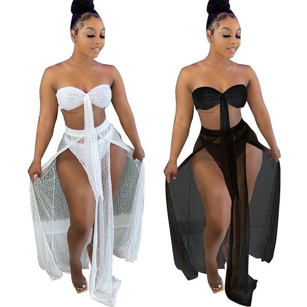 women's tracksuits bikinis set women mesh print halter bandage low waist underpants shirring splited long skirts 2 piece beachwear, Gray
women's tracksuits bikinis set women mesh print halter bandage low waist underpants shirring splited long skirts 2 piece beachwear, Gray