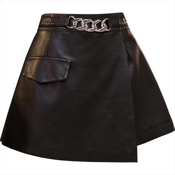 chic high waist irregular women skirt faux leather metal circles belt zipper bottom ladies, Black
chic high waist irregular women skirt faux leather metal circles belt zipper bottom ladies, Black