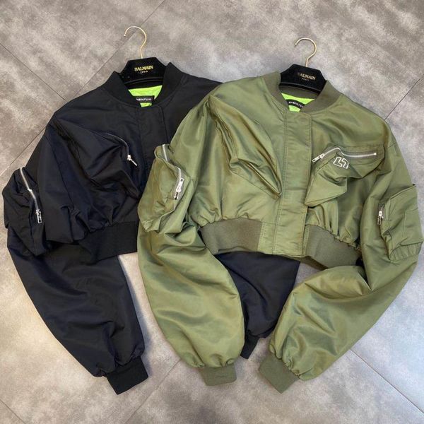 women's jackets fabpop 2021 autumn arrival long sleeve o neck zipper multi pocktes short jacket women streetwear safari style coat gc31, Black;brown
women's jackets fabpop 2021 autumn arrival long sleeve o neck zipper multi pocktes short jacket women streetwear safari style coat gc31, Black;brown
