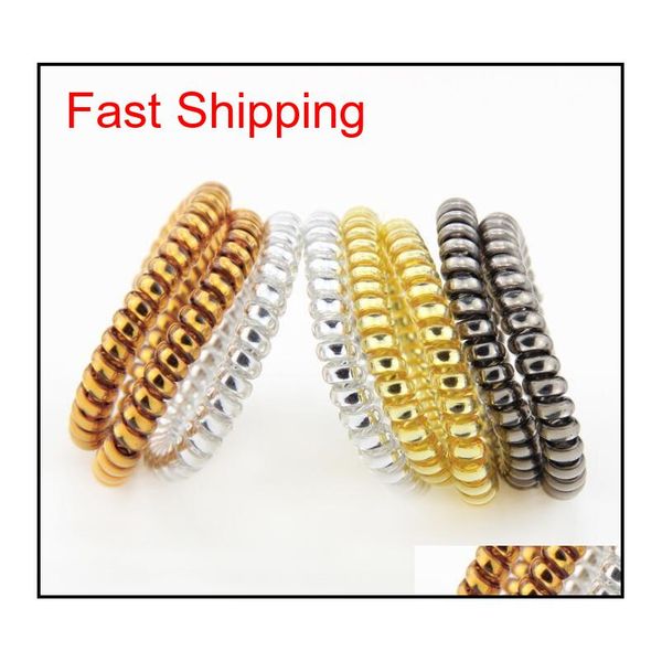 multicolor metallic elastic spiral shape ponytail hair ties plastic spring gum hairband rubb qylrvw luckyhat, Silver 
multicolor metallic elastic spiral shape ponytail hair ties plastic spring gum hairband rubb qylrvw luckyhat, Silver