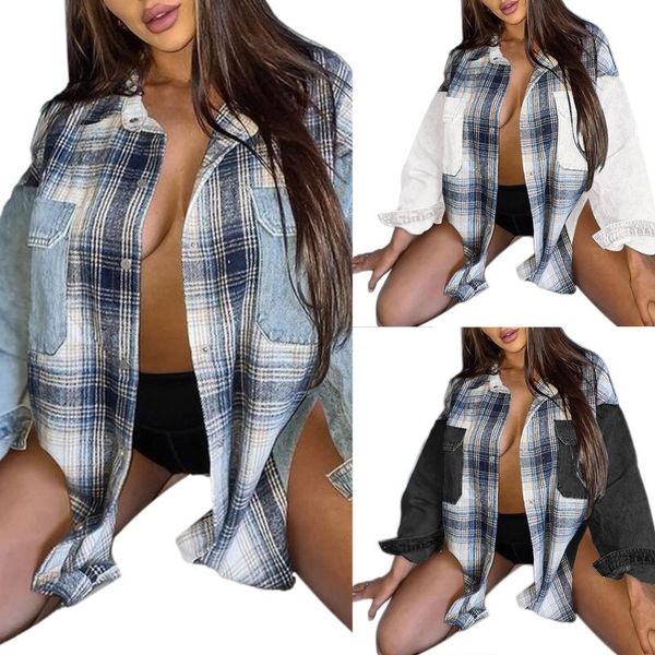 women's jackets women clothing casual polyester long sleeve loose jacket fashion plaid denim stitching lapel button cardigan coats, Black;brown
women's jackets women clothing casual polyester long sleeve loose jacket fashion plaid denim stitching lapel button cardigan coats, Black;brown