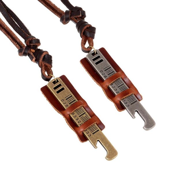 pendant necklaces punk style bar code tag brooze brass steel color alloy portable bear opener charms with leather chain necklace men, Silver
pendant necklaces punk style bar code tag brooze brass steel color alloy portable bear opener charms with leather chain necklace men, Silver
