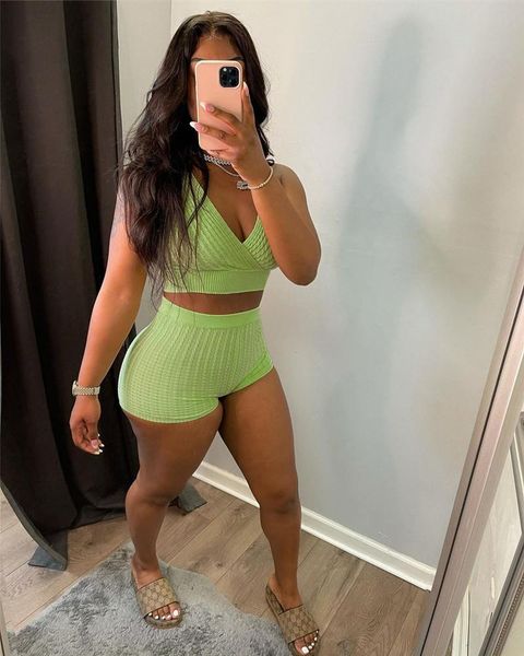women's tracksuits casual sportswear shorts tracksuit women knitted rib wrap v neck crop biker two piece set outfits, Gray
women's tracksuits casual sportswear shorts tracksuit women knitted rib wrap v neck crop biker two piece set outfits, Gray